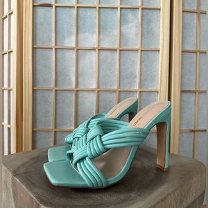 Teal blue heels sandals from fashion nova